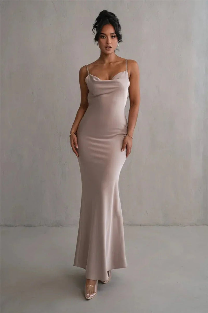 Nina™ Luxuriöses Seiden-Party-Kleid mit Rüschen