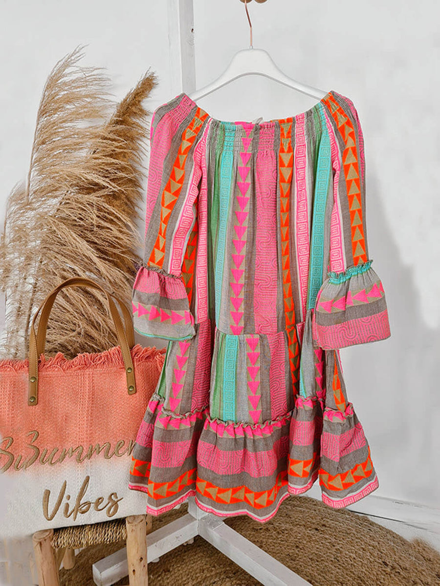 Joyce Boho Off-Shoulder Mini Dress