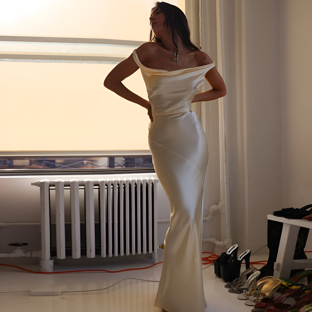 Elegantes Damen-Maxikleid mit schulterfreiem, rückenfreiem Design für den Abend