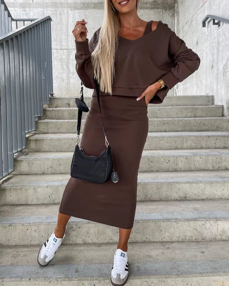 Trinidad – Lagenkleid mit Kapuze und Kurzem Hoodie