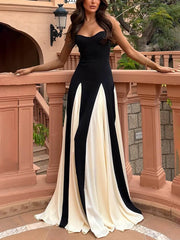 Elegantes Maxi-Kleid im A-Linien-Schnitt mit Paneel-Details und Tüll