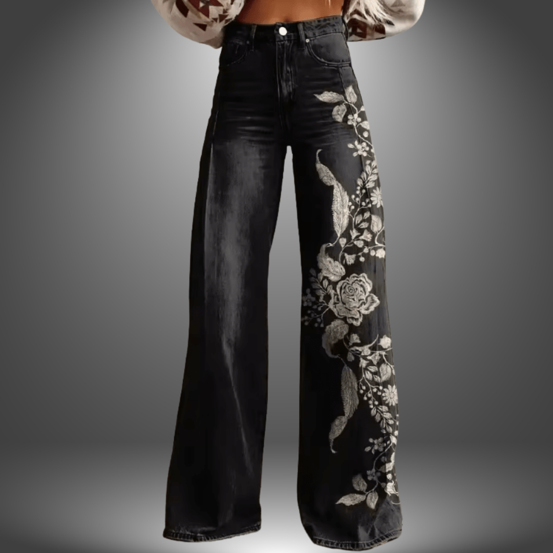 Olivia | Premium Hose mit Blumenmuster