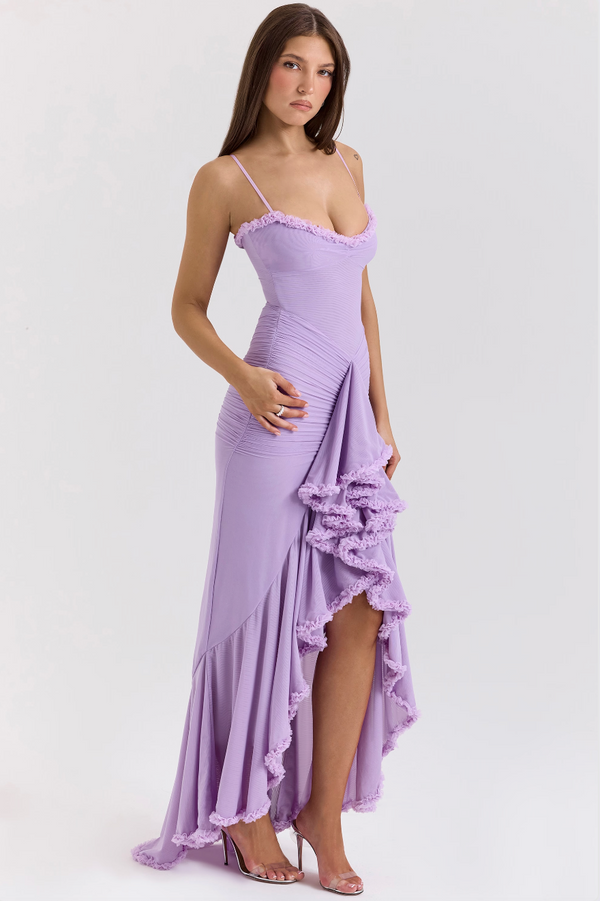 Leah | Maxikleid mit Rüschen und Schlitz