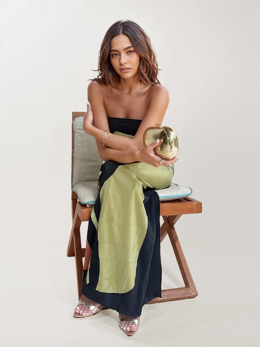 Off-Shoulder Long Dress with Abstract Floral Print