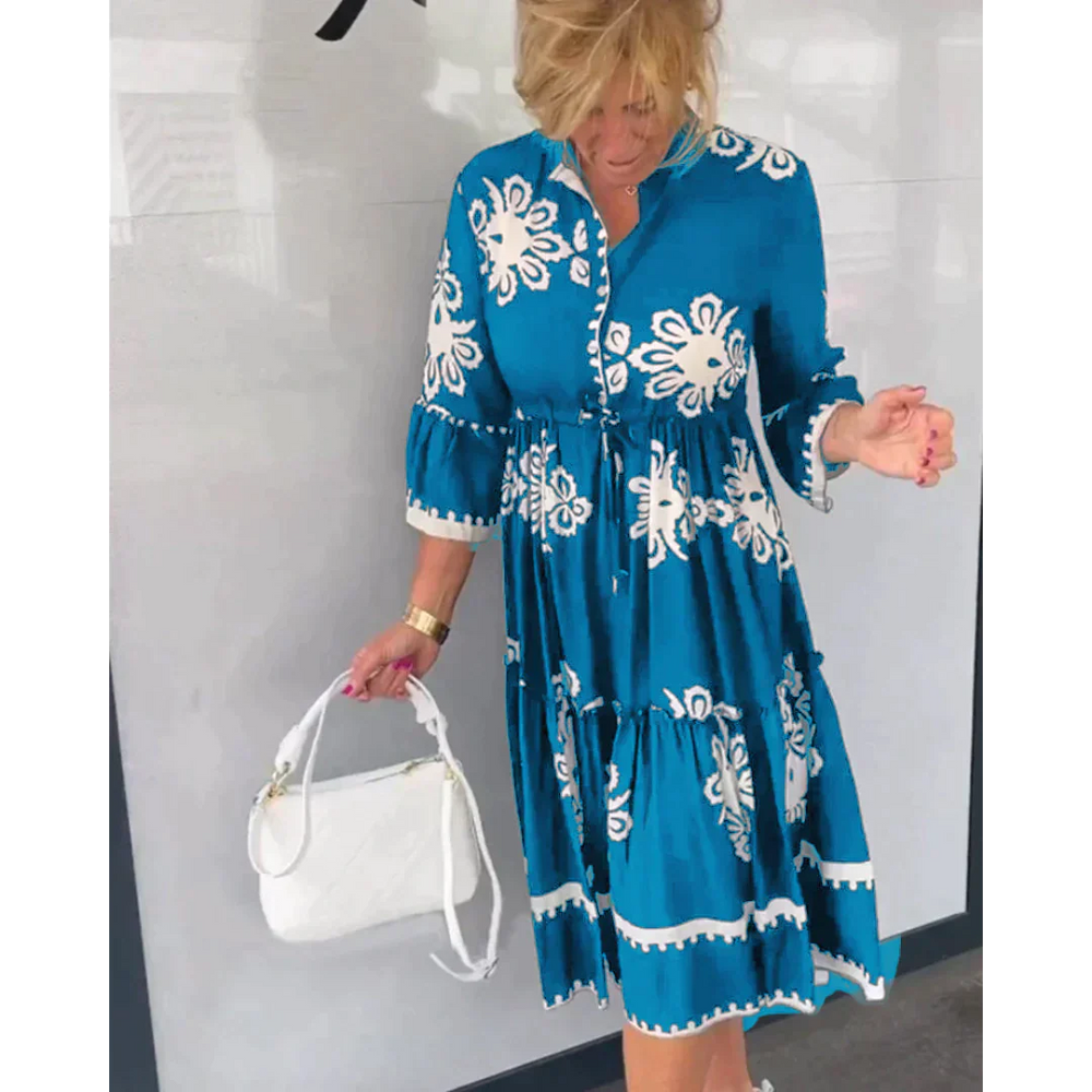 Greta | Geblümtes Kleid mit Dreiviertelärmeln