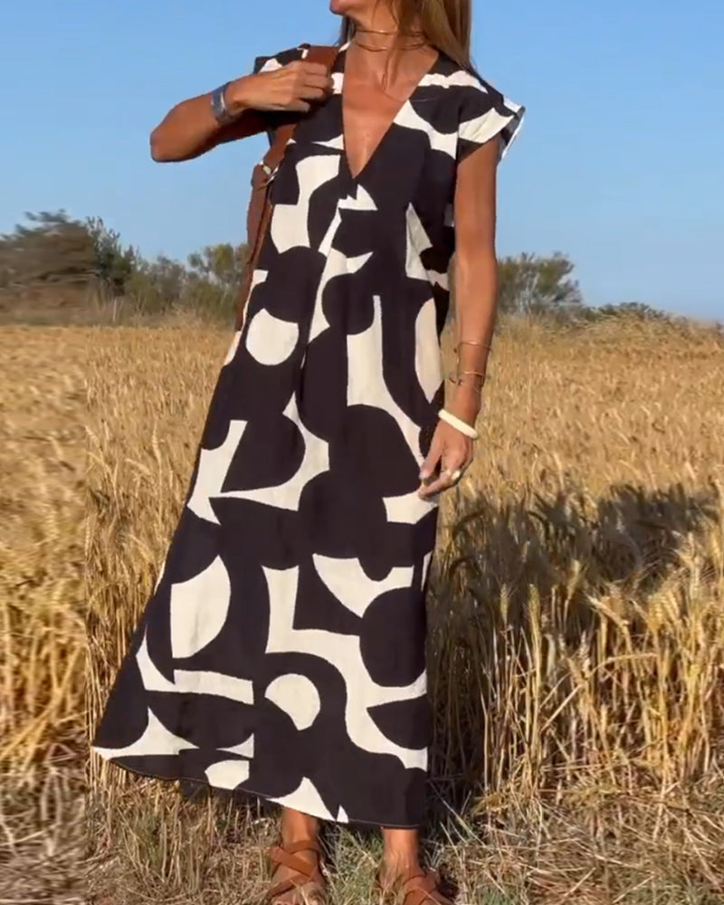 Sophia | Kleid mit Print und V-Ausschnitt