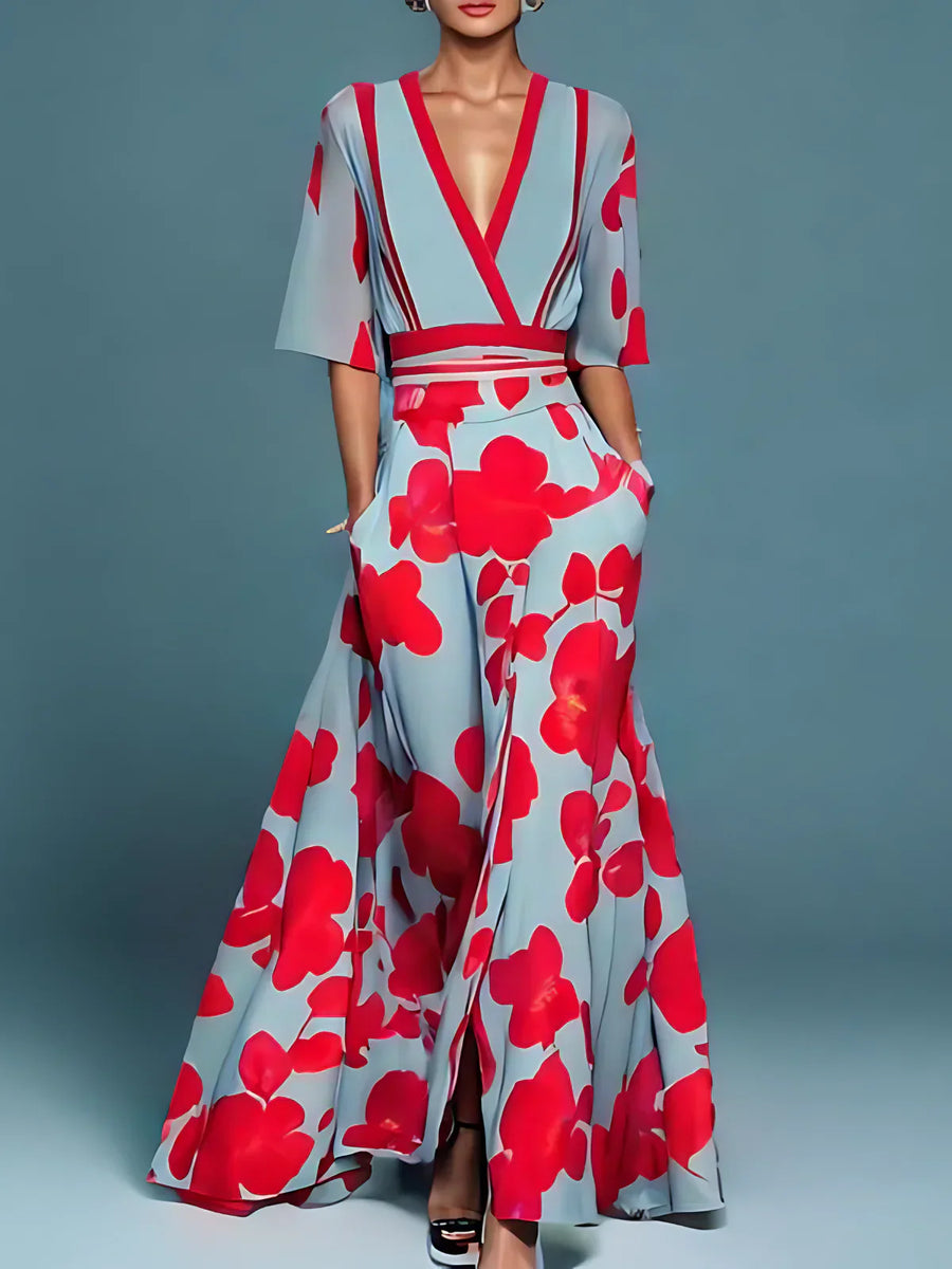 Laure Elegant Wrapdress With Floral Print