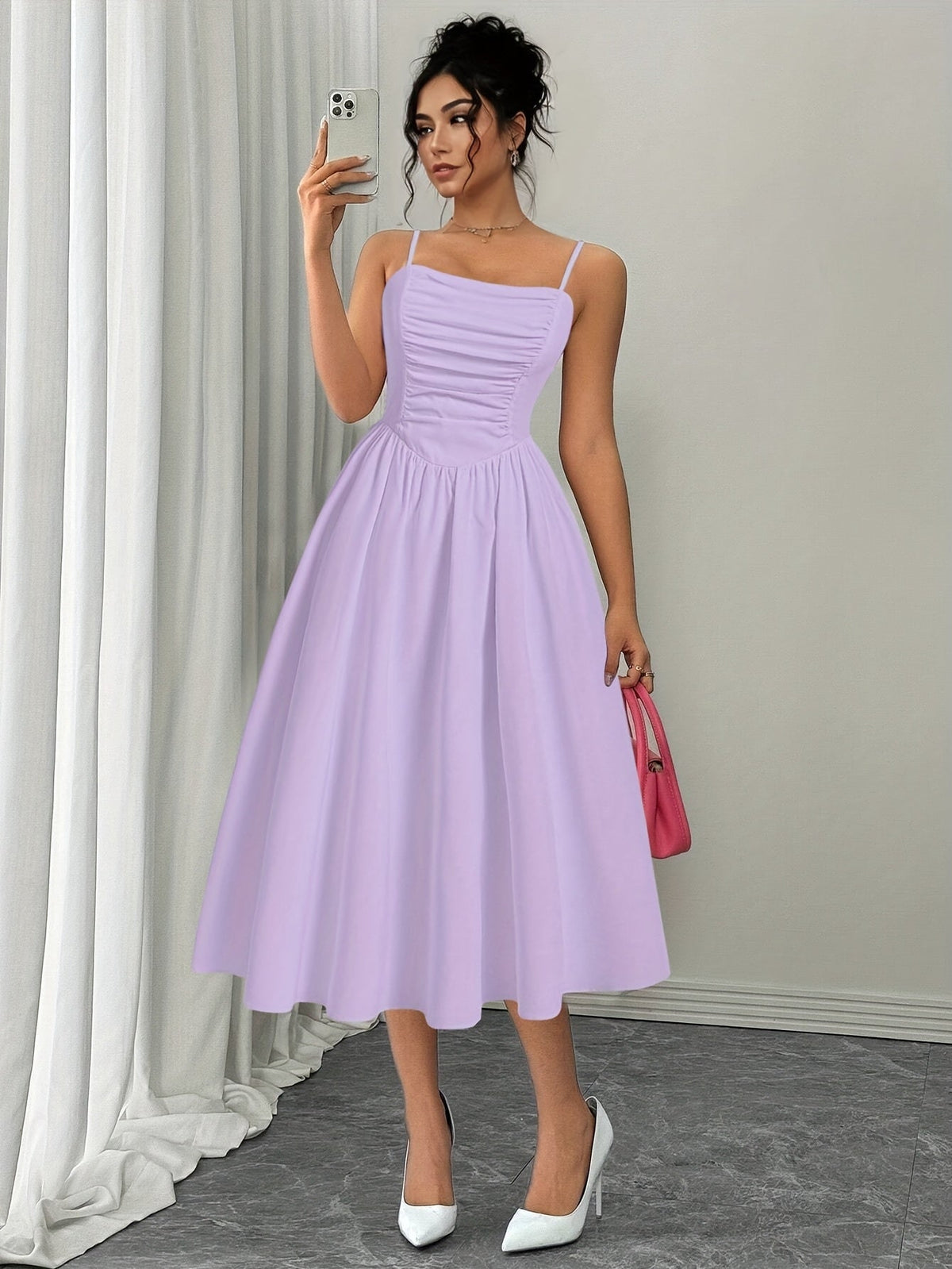 Valencia gerafftes schulterfreies Kleid