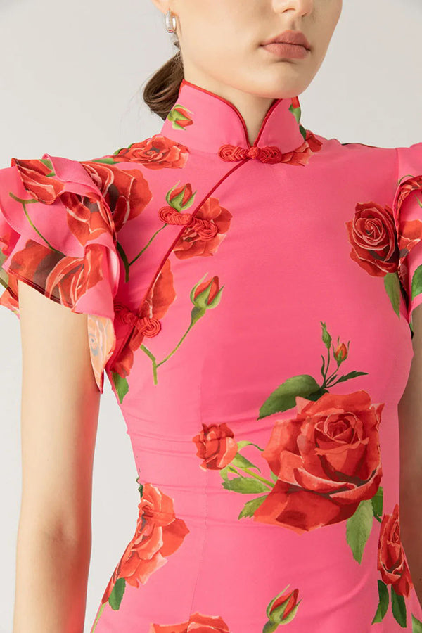 Lenia – Modernes Kleid mit Stehkragen und ausgestellten Ärmeln