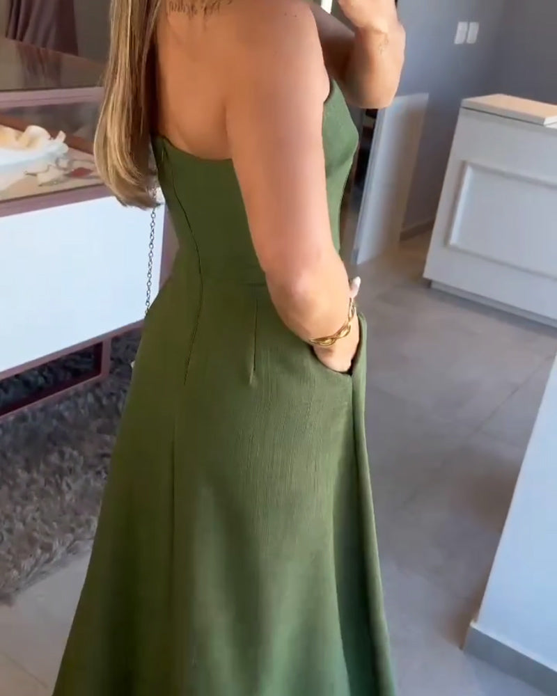 Annie - Elegantes schulterfreies Midikleid