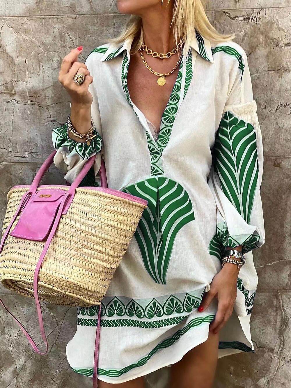 Einzigartiges Bedrucktes Urlaub-Minidress im Schlichten Stil