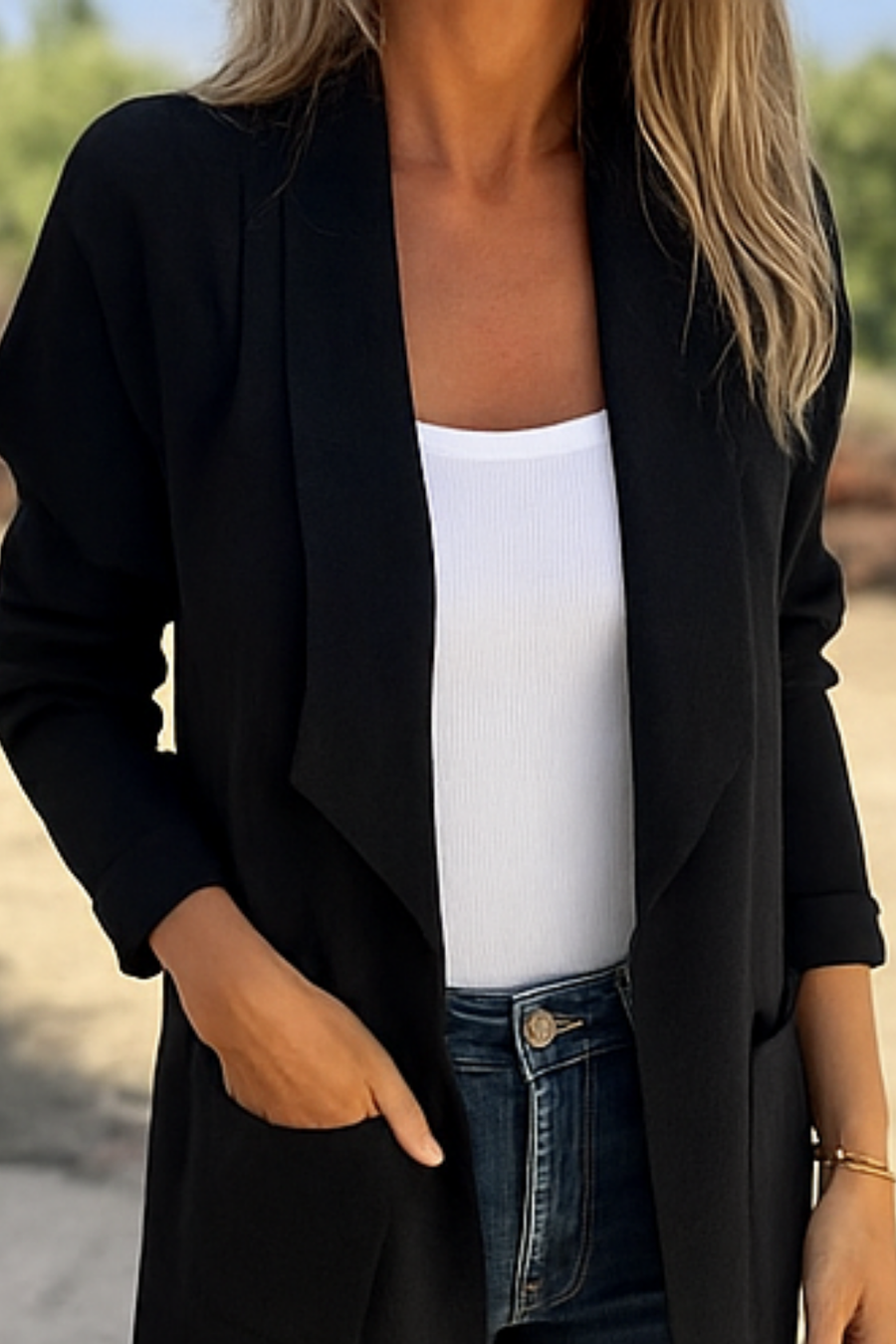 Nisha Long Cardigan Black