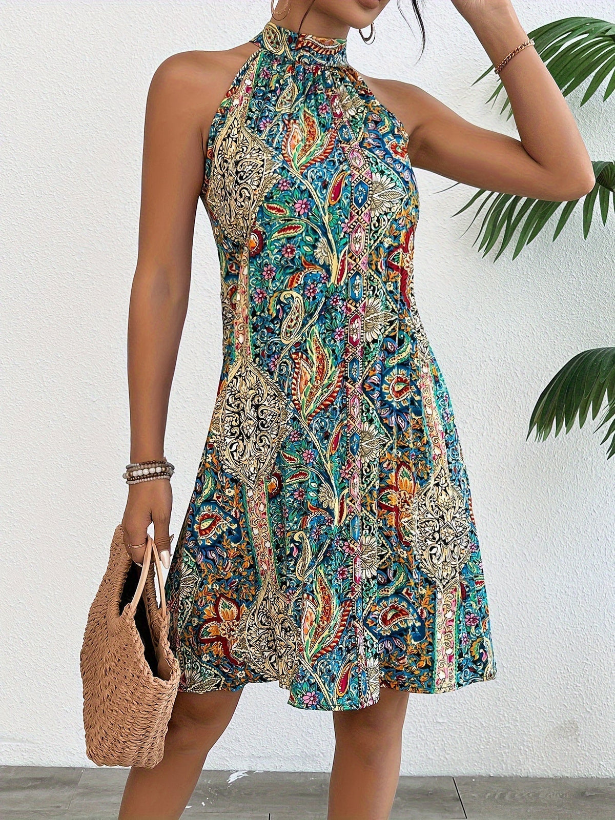 Blaire – Kleid mit plissiertem Neckholder-Ausschnitt