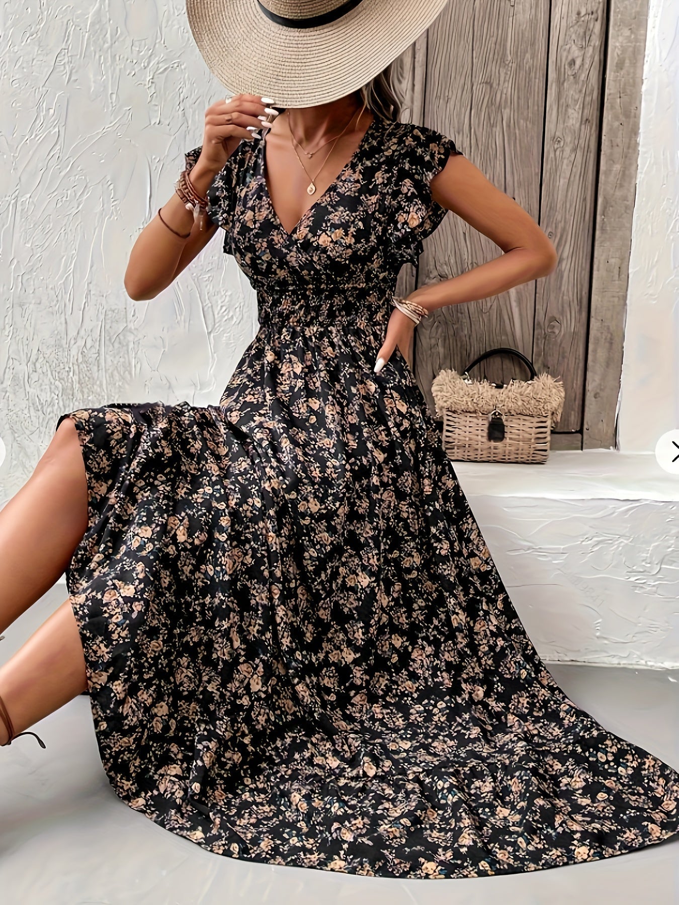 Jessa - Kleid mit Blumenmuster und Taillengürtel