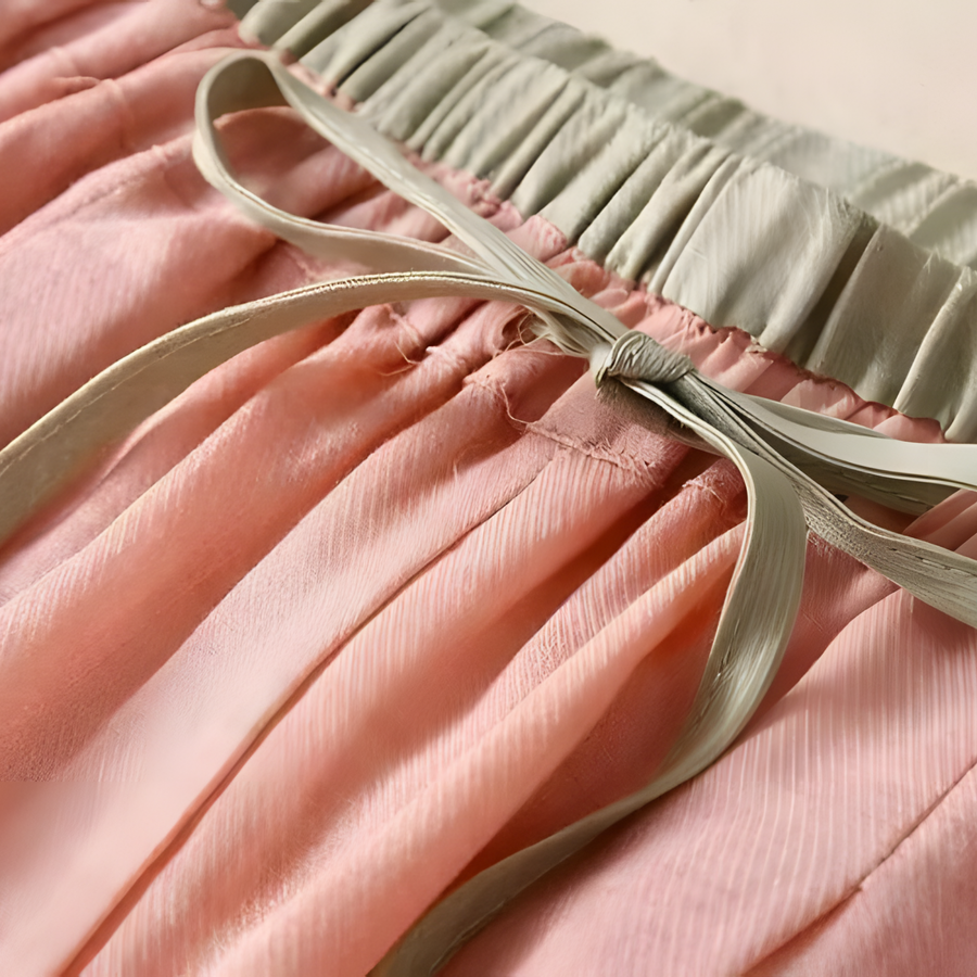 Yndira Breathable Lightweight Linen Tapered Pants - Pink