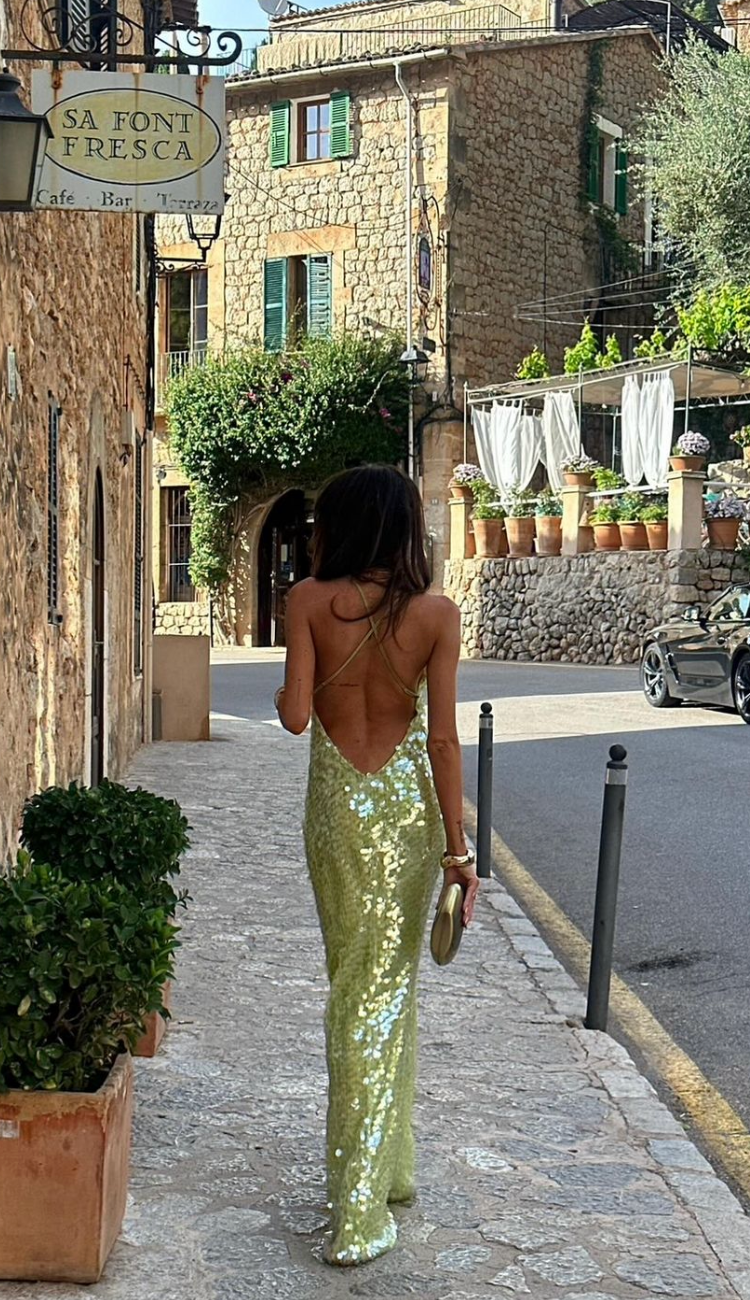 Harper – Funkelndes grünes Pailletten-Maxikleid