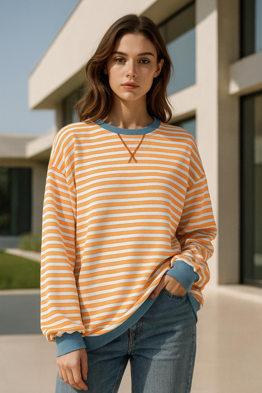 Dahlia Striped Cotton Sweater