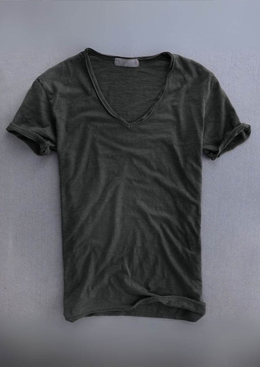 Jadrien Premium Soft Organic Cotton V-Neck T-Shirt - Charcoal