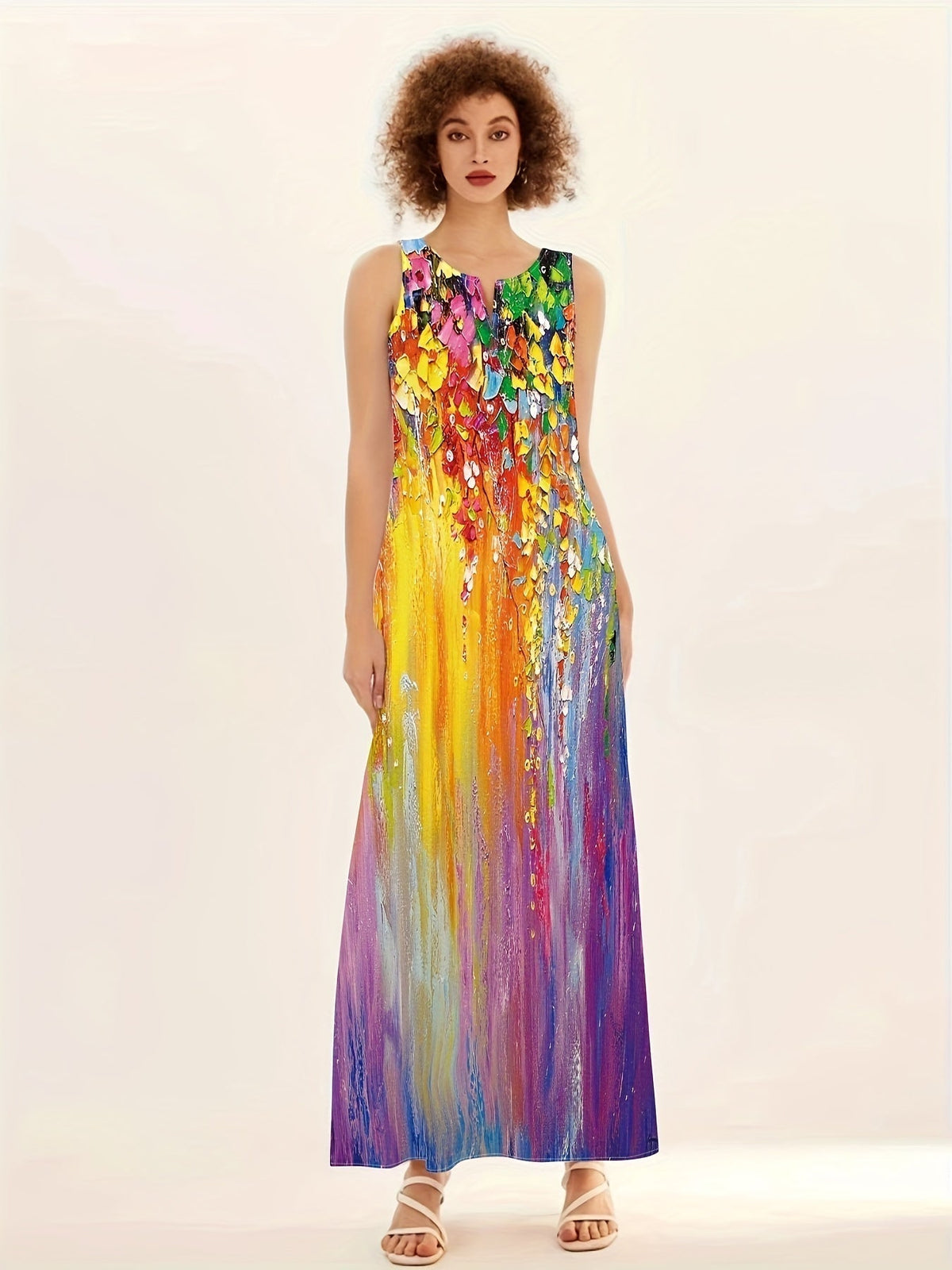 Calista | Boho Maxi-Kleid mit Blumenmuster