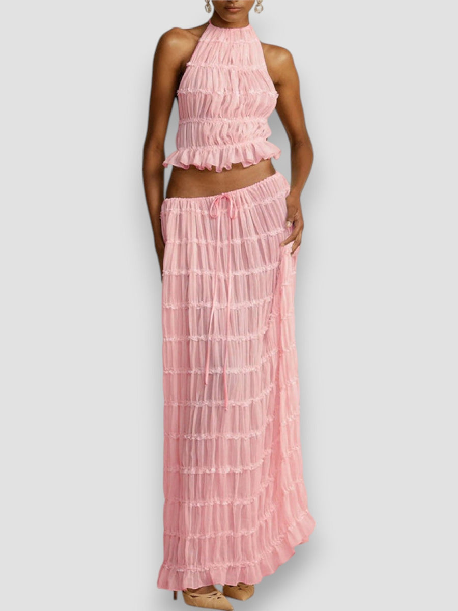 Micaela Ruffle Pleated Set
