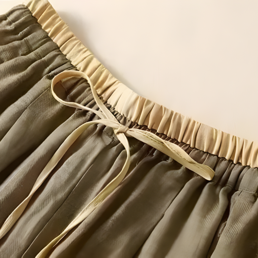 Yndira Breathable Lightweight Linen Tapered Pants - Olive