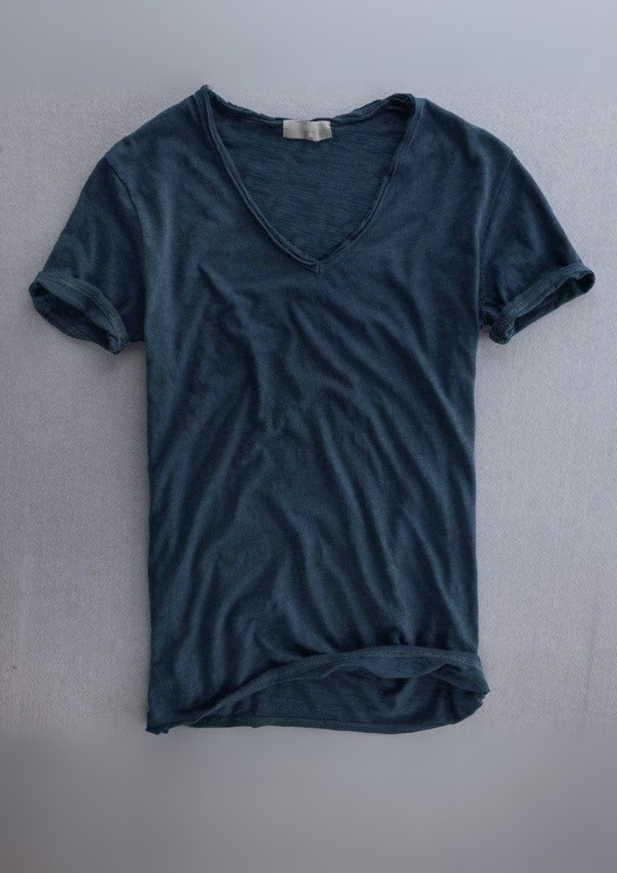 Jadrien Premium Soft Organic Cotton V-Neck T-Shirt - Blue