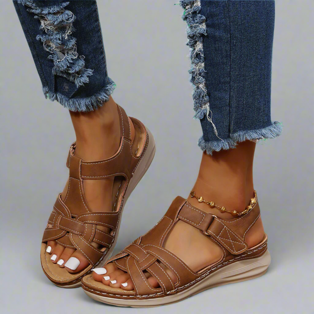Sigr™ | Handgjorda ortopediska komfortsandaler tillverkade av vintageläder