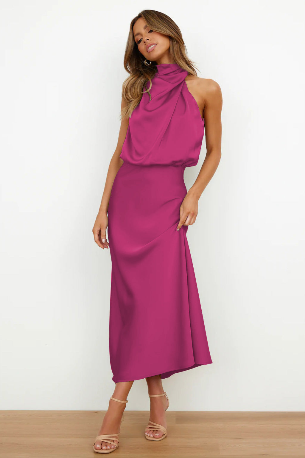 Elise | Elegantes Satin-Halterkleid – Anmutig & Schick