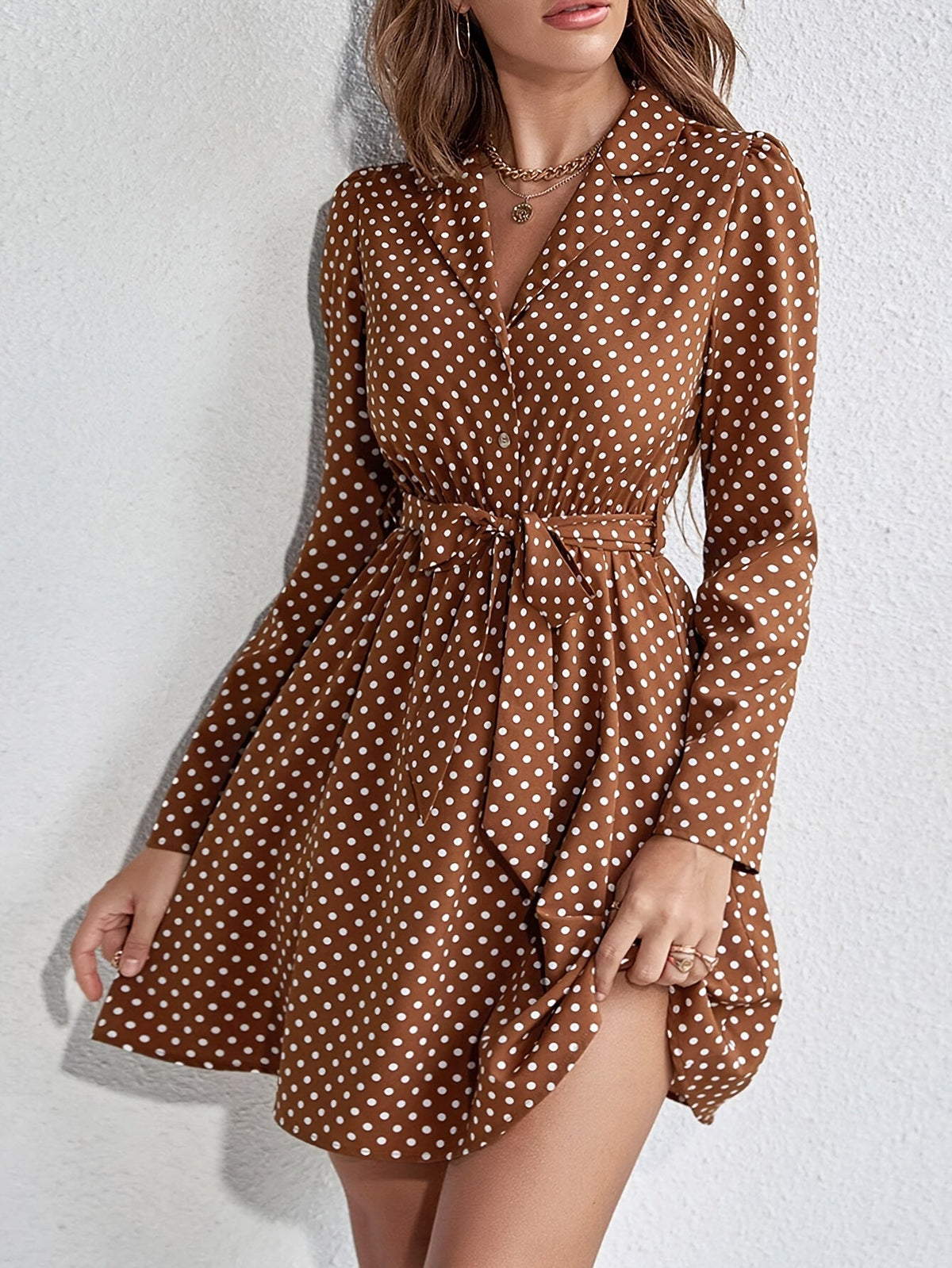 Maribel Kleid mit Polka-Dot-Muster und Gürtel