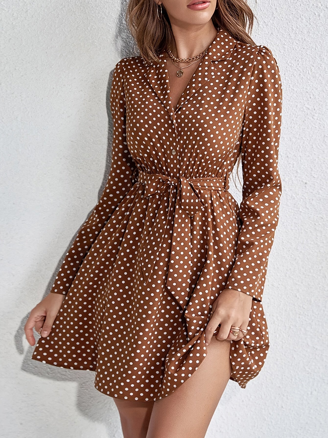 Maribel Kleid mit Polka-Dot-Muster und Gürtel