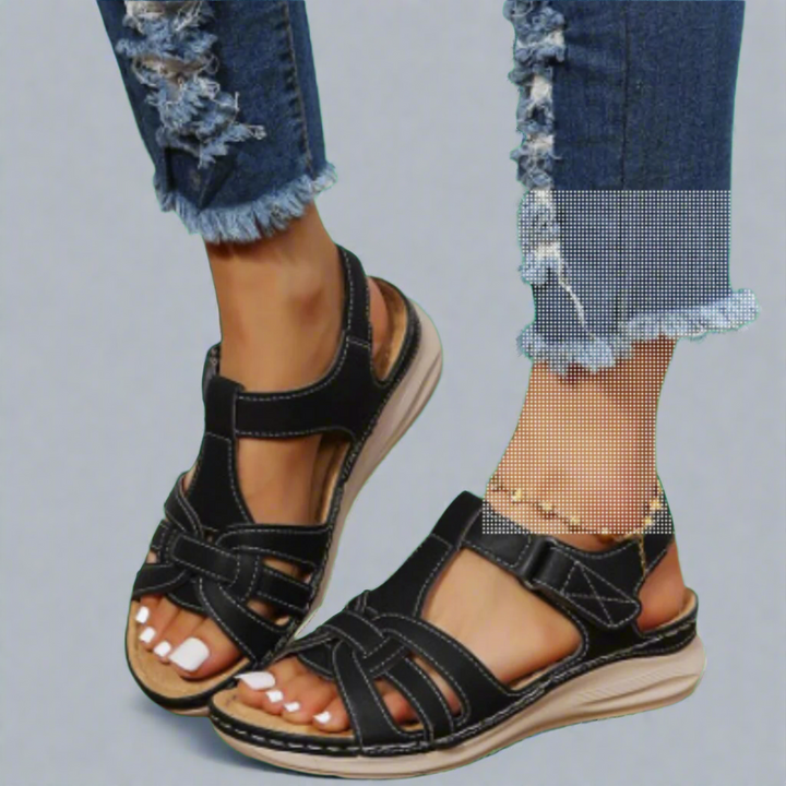 Sigr™ | Handgjorda ortopediska komfortsandaler tillverkade av vintageläder