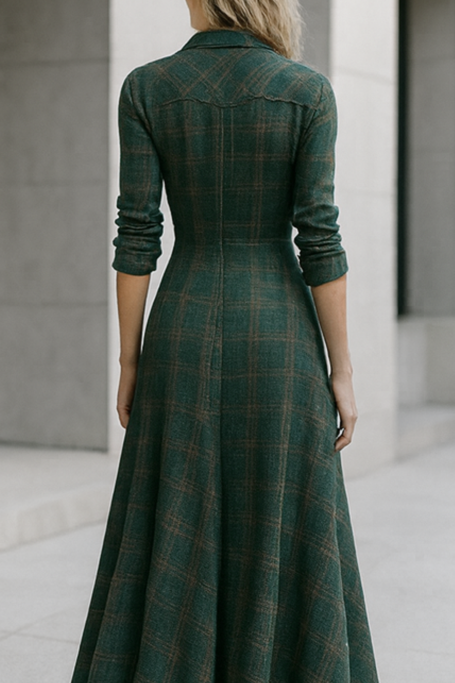 Solene Plaid Button-Down Maxi Shirt Dress Stylish Dress