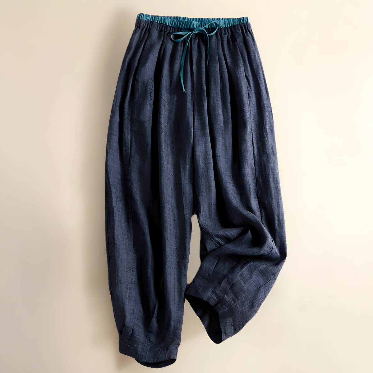 Yndira Leinenhose in Naturton - Blau