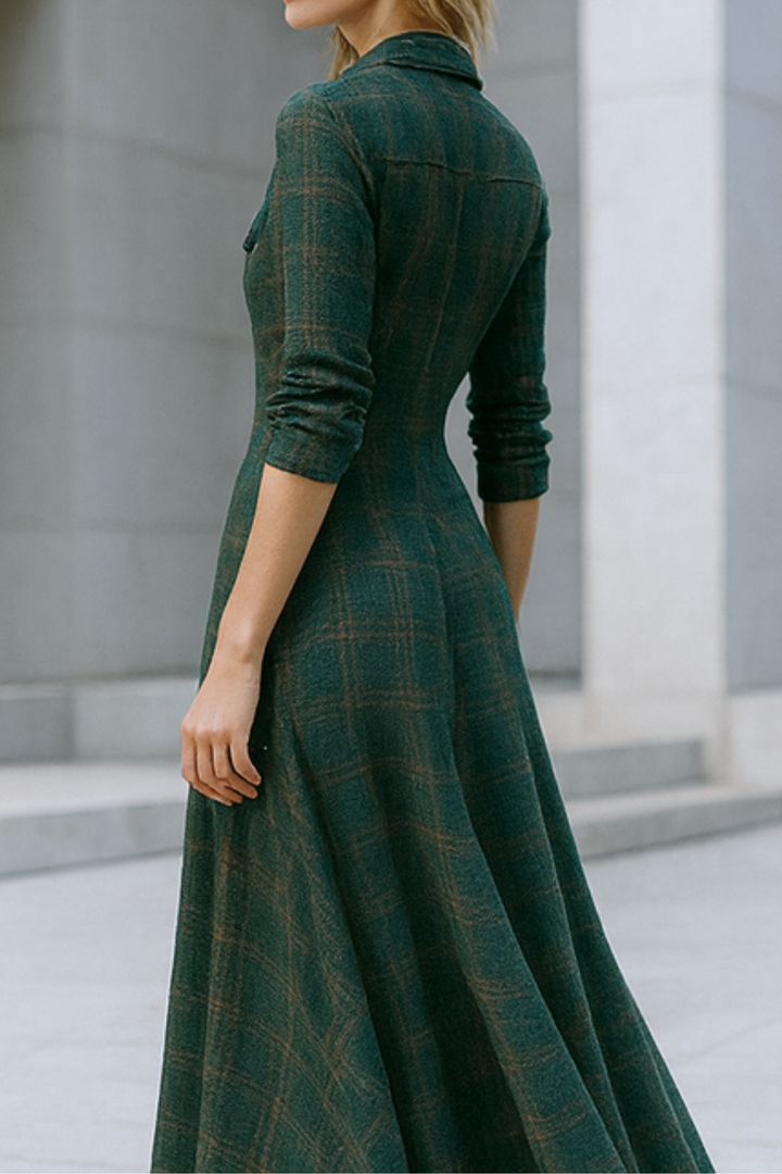 Solene | Karierte Maxi-Hemdkleid