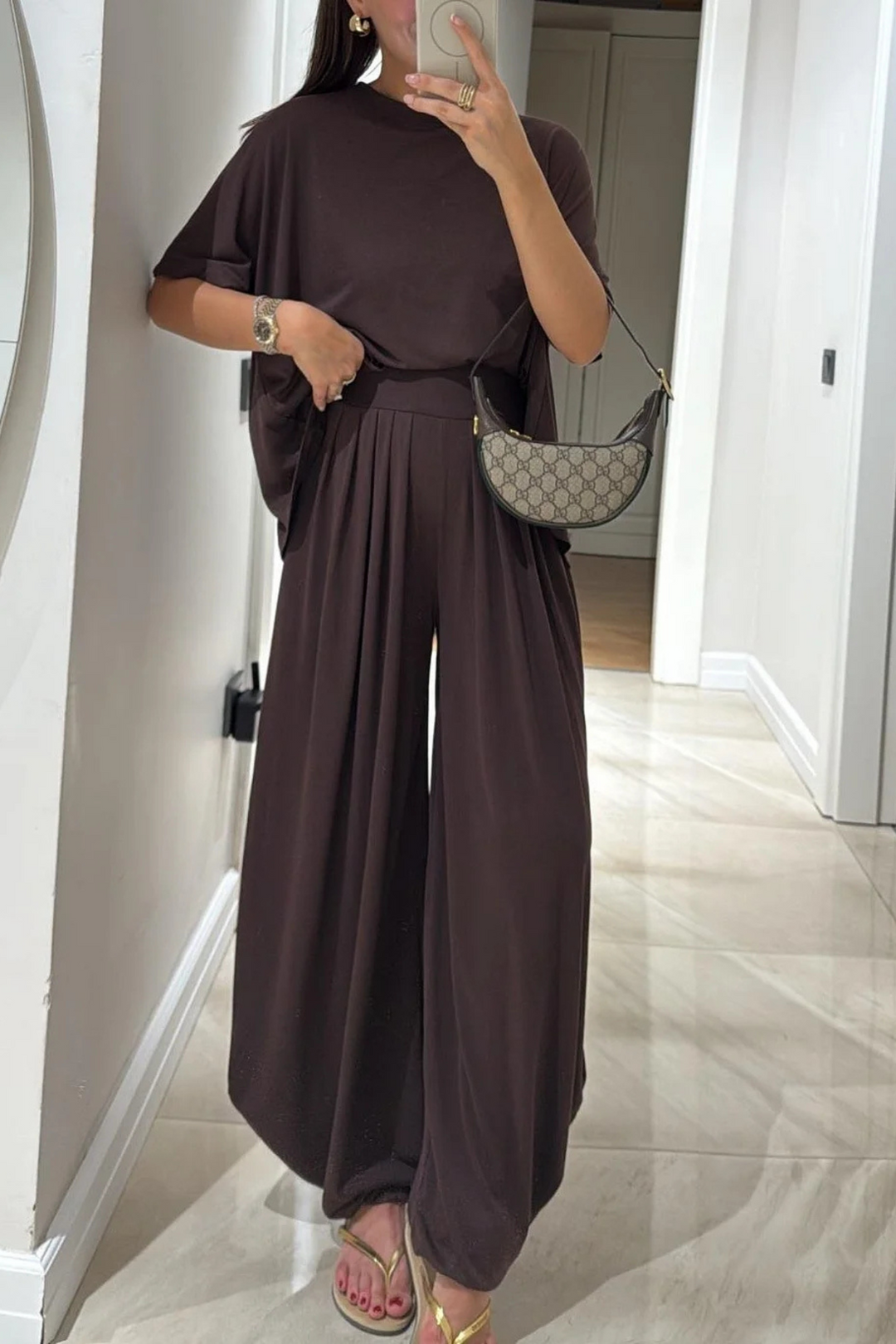 Layla Baumwoll-Zweiteiler - Braun