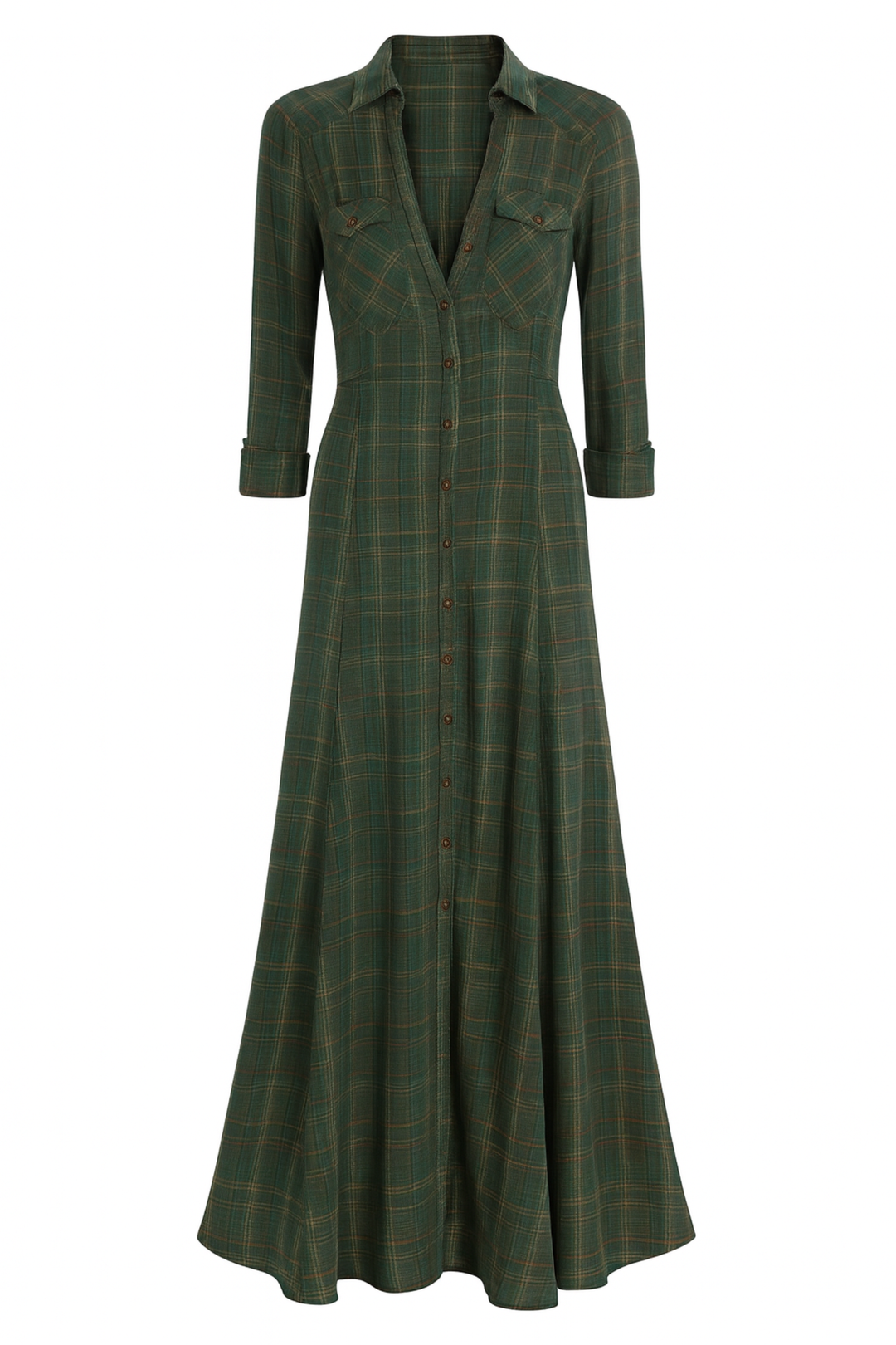 Solene | Karierte Maxi-Hemdkleid