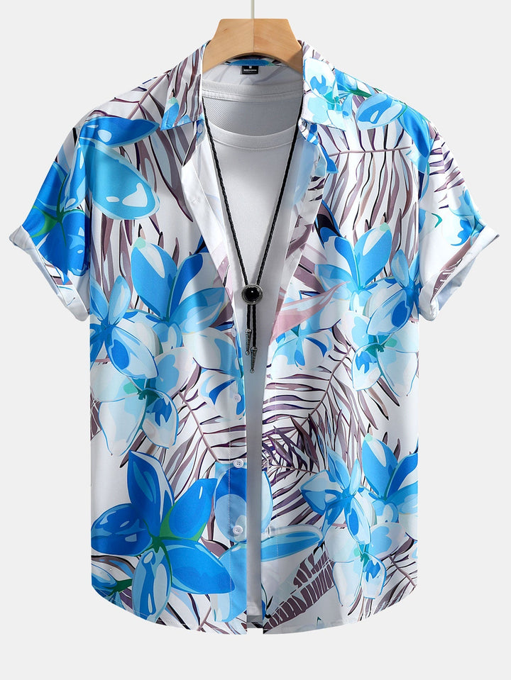 Hemd mit Blumenpflanzen-Print und Badehose mit Knopfleiste