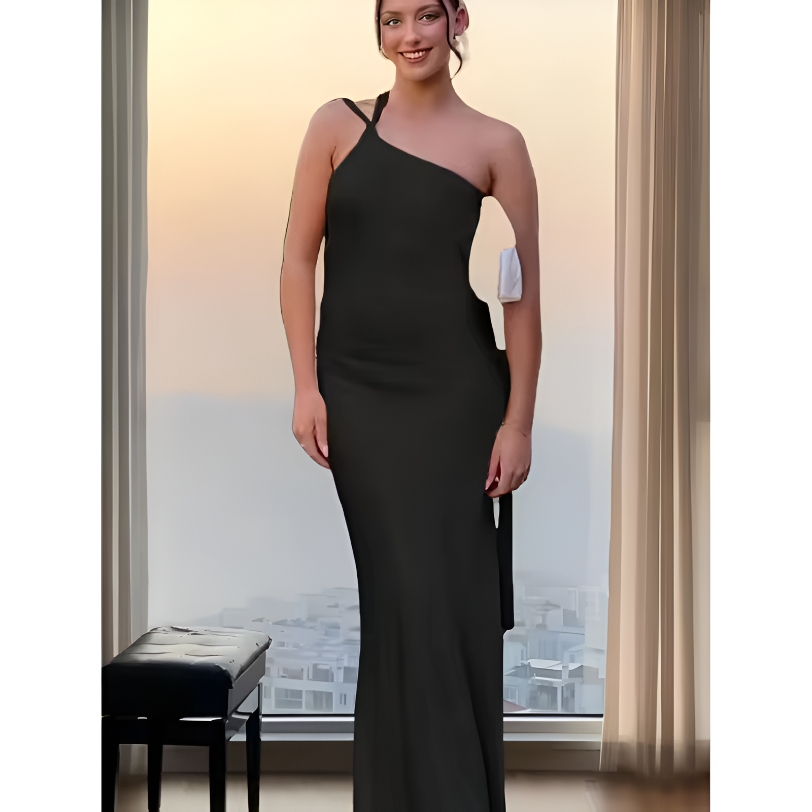 Mädchen ärmelloses, rückenfreies Kleid mit diagonaler Kragenform