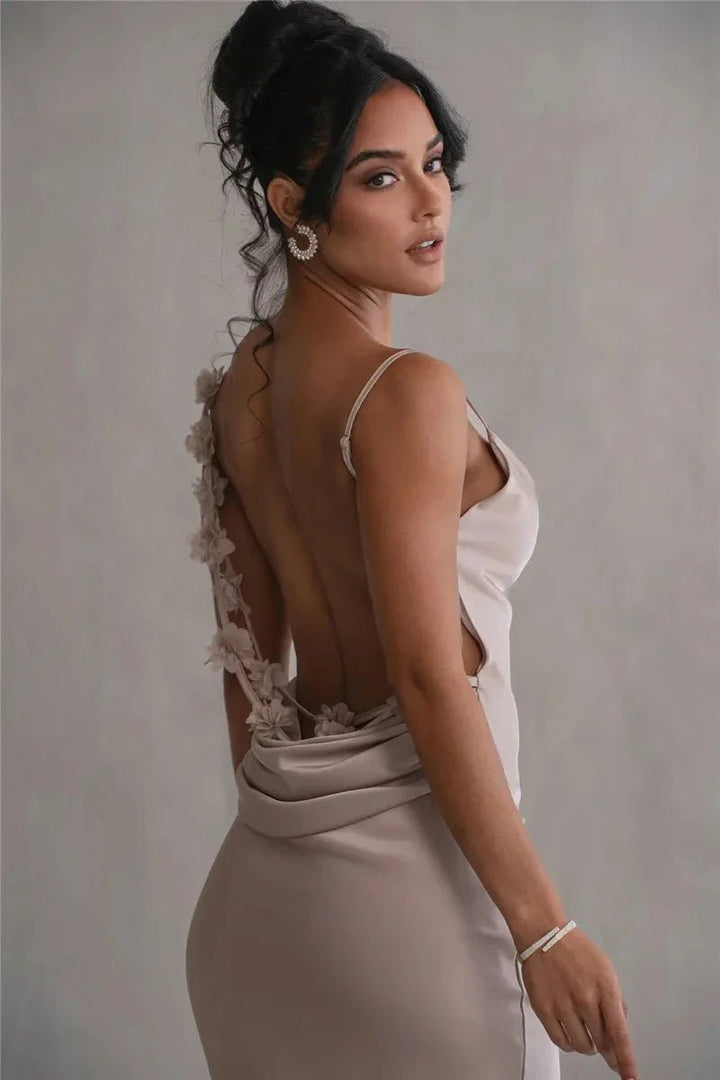 Nina™ Luxuriöses Seiden-Party-Kleid mit Rüschen