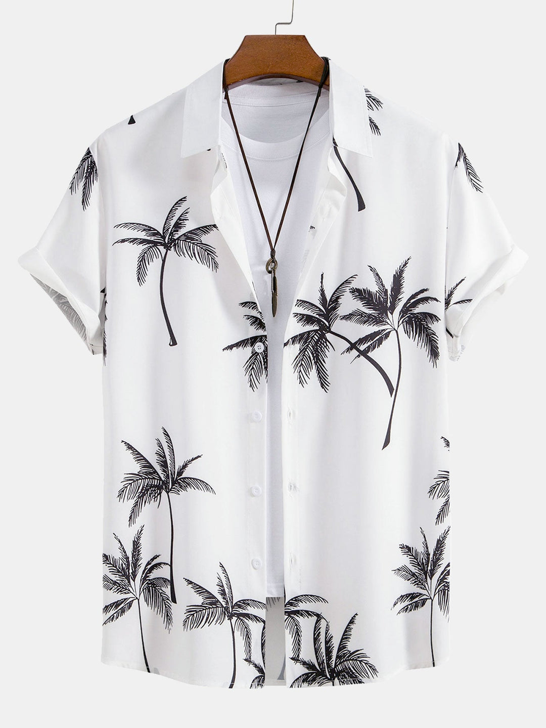 Hemd mit Palmen-Print und Badehose mit Streifenmuster
