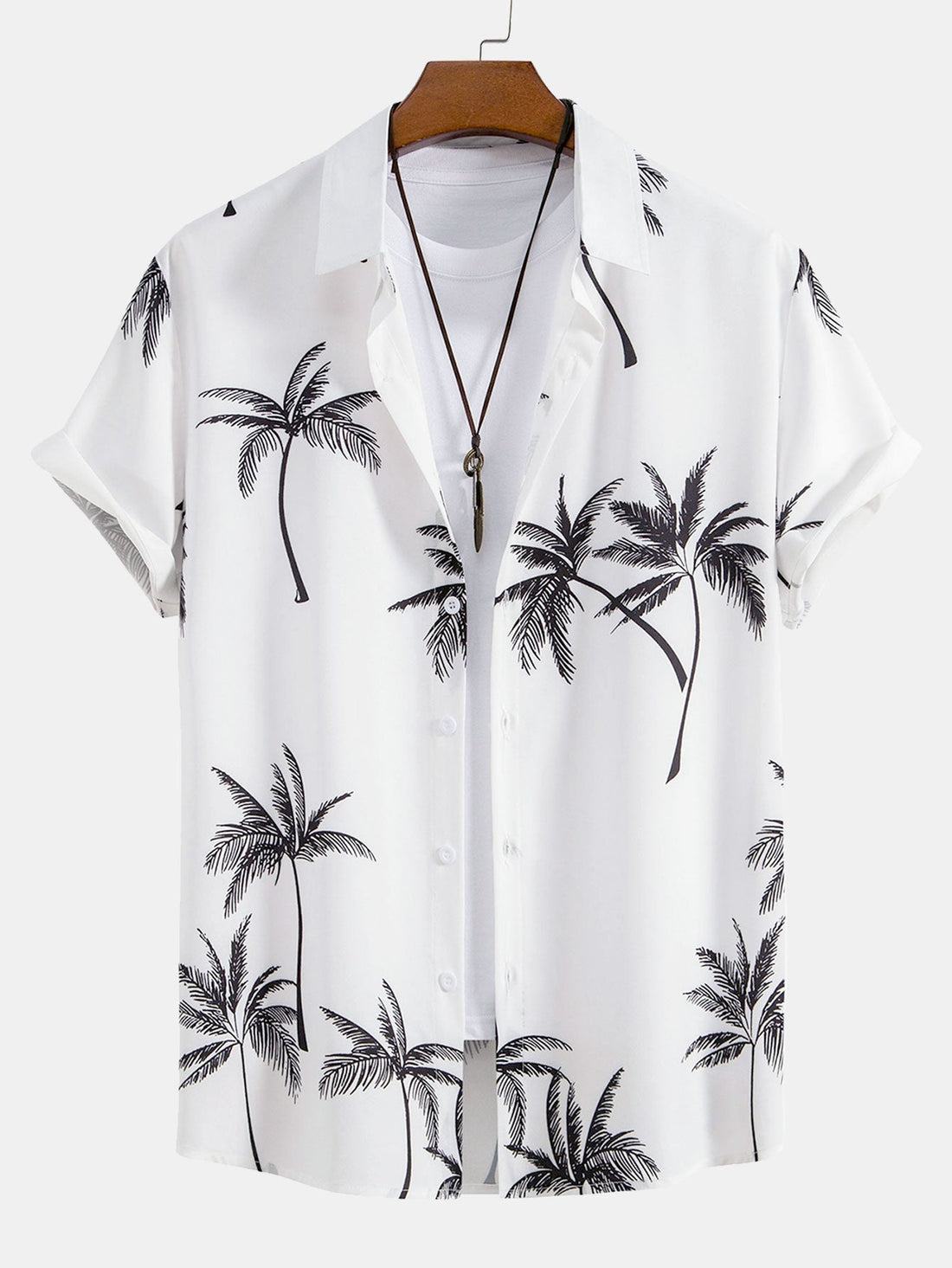 Hemd mit Palmen-Print und Badehose mit Streifenmuster
