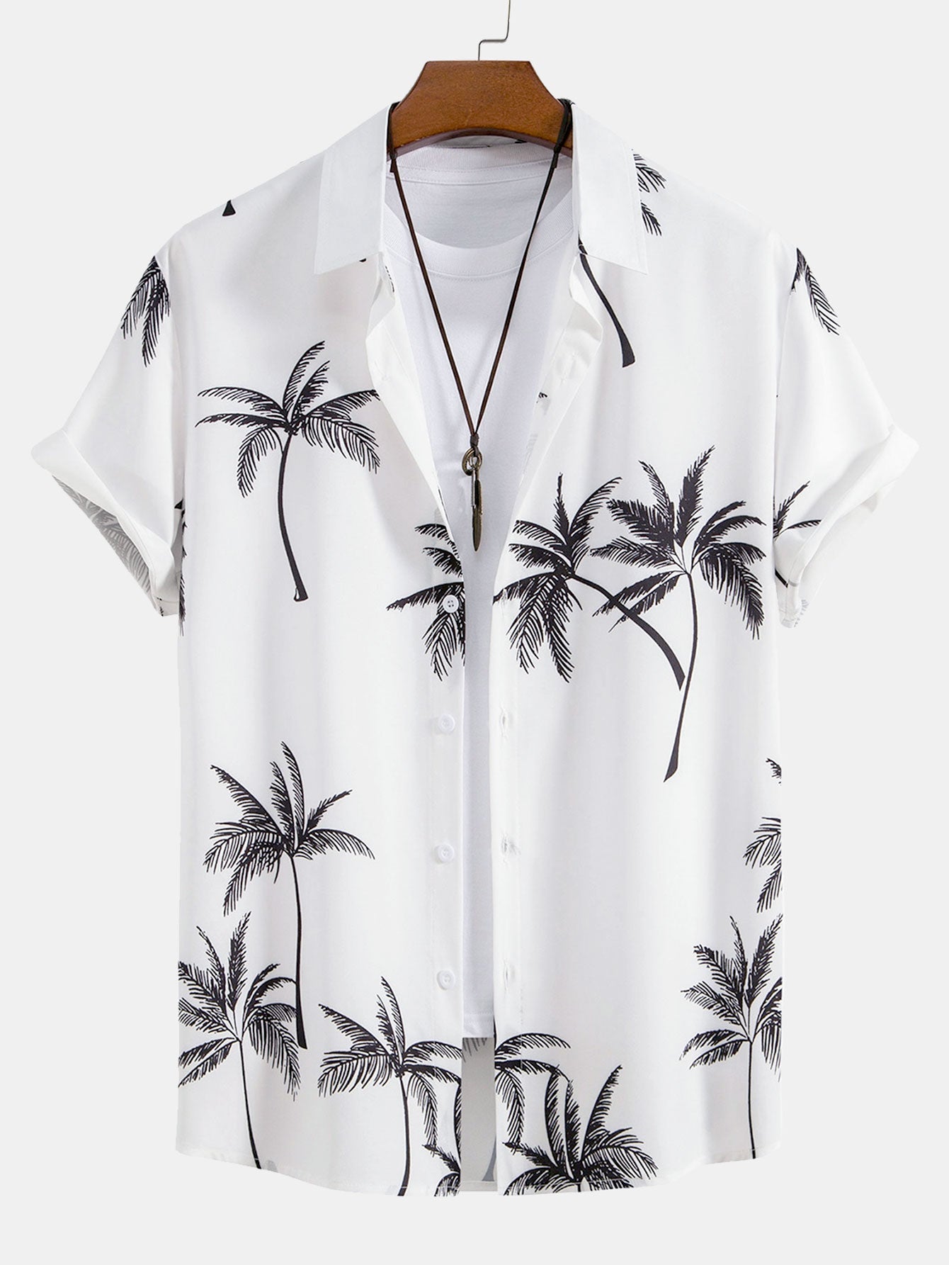 Hemd mit Palmen-Print und Badehose mit Streifenmuster