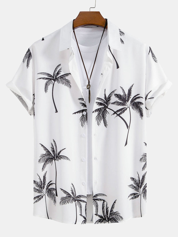 Hemd mit Palmen-Print und Badehose mit Streifenmuster