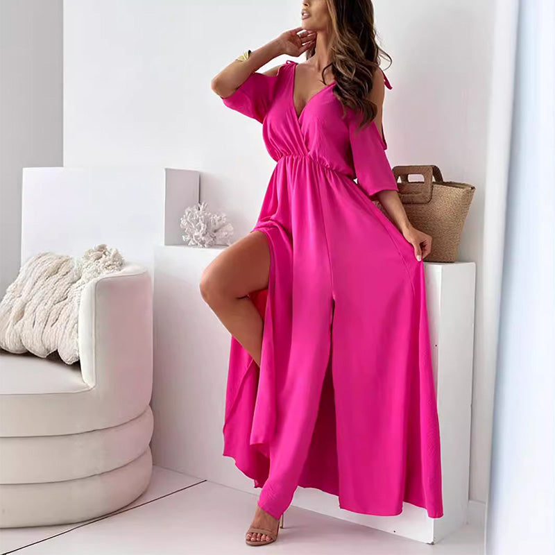 Aurora – Figurbetontes Kleid mit V-Ausschnitt und seitlichem Schlitz