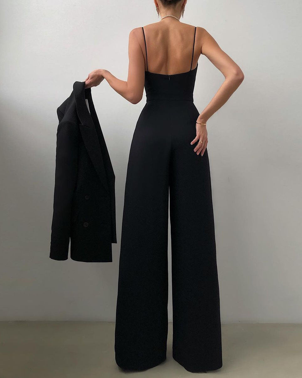 Rebecca – Overall mit geradem Bein, hoher Taille und feinen Trägern