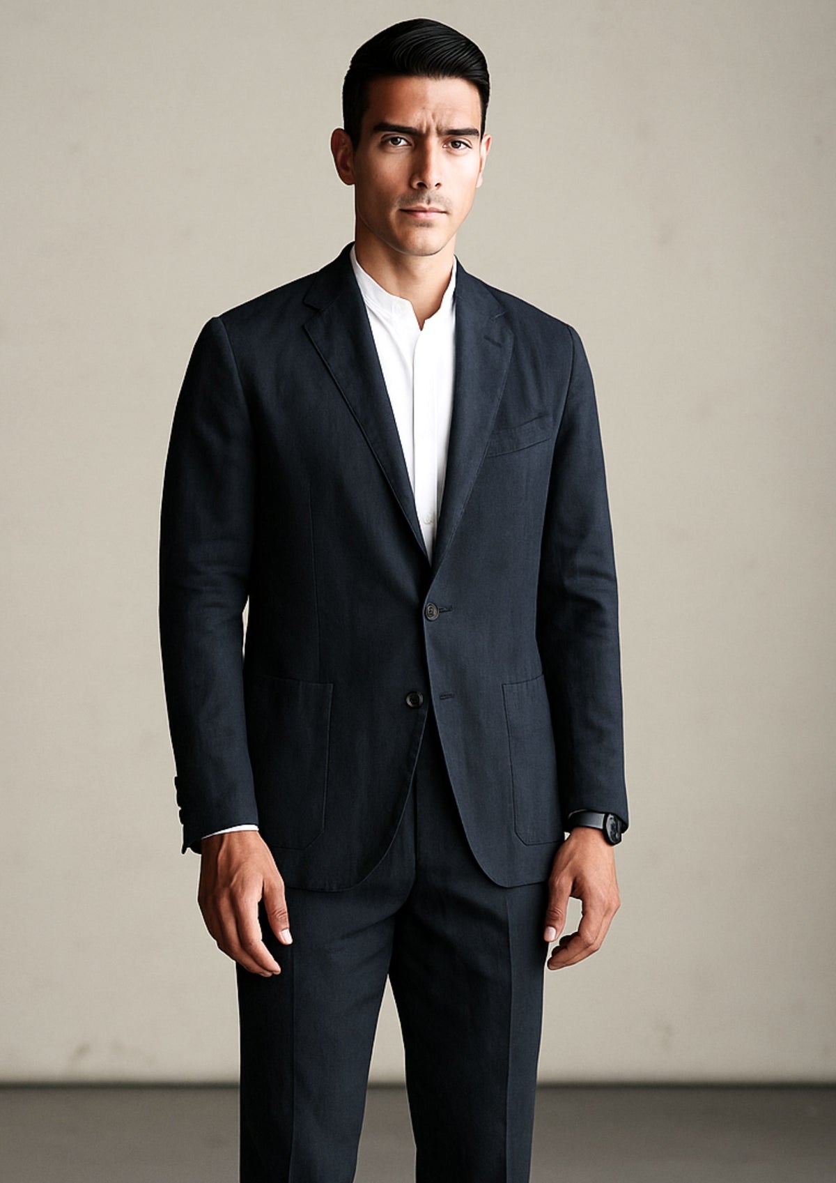 Zephyr Elegantes Leinen-Set für Herren - Dunkelblau