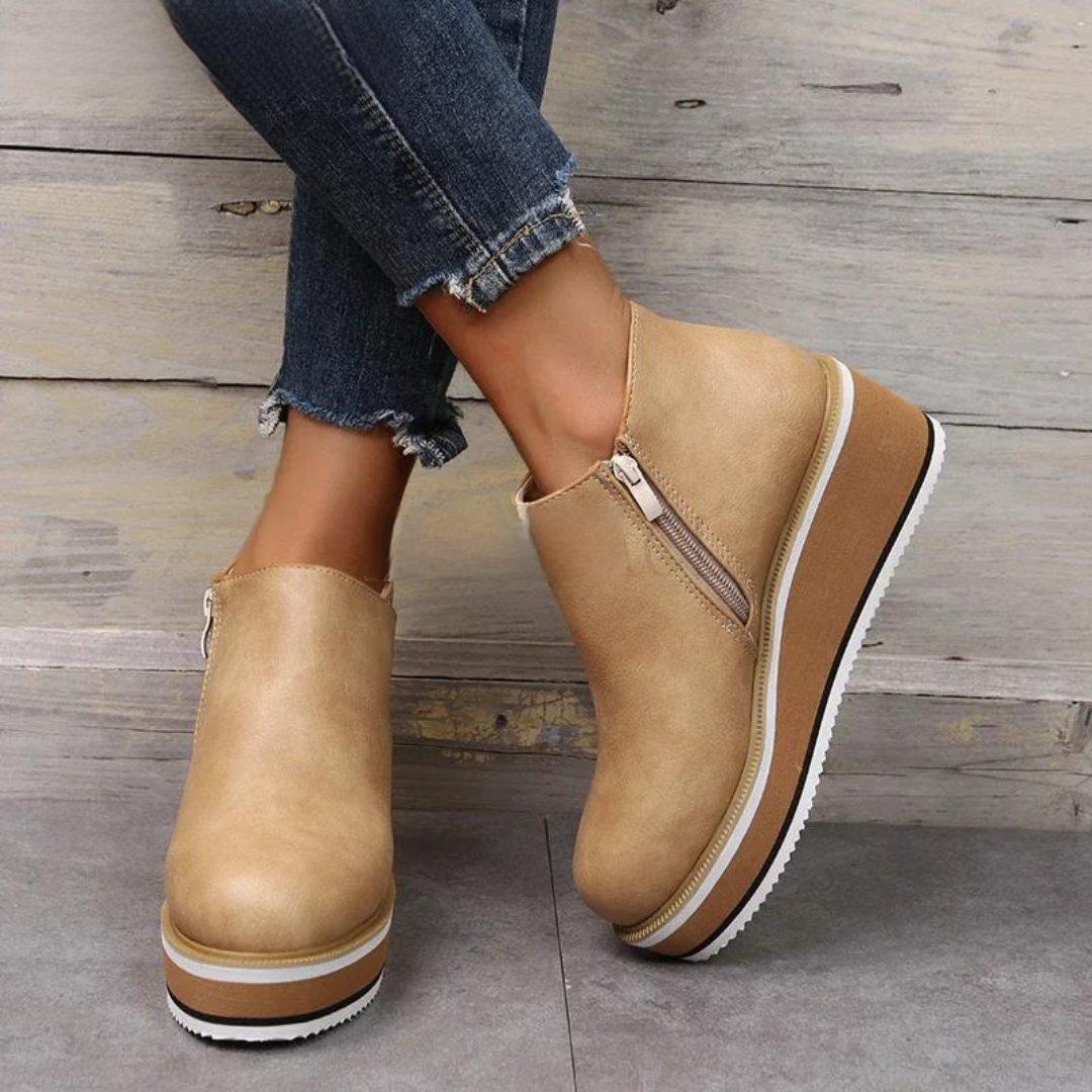 LUCY – Orthopädische Leder-Plattformstiefeletten mit Komfortsohle