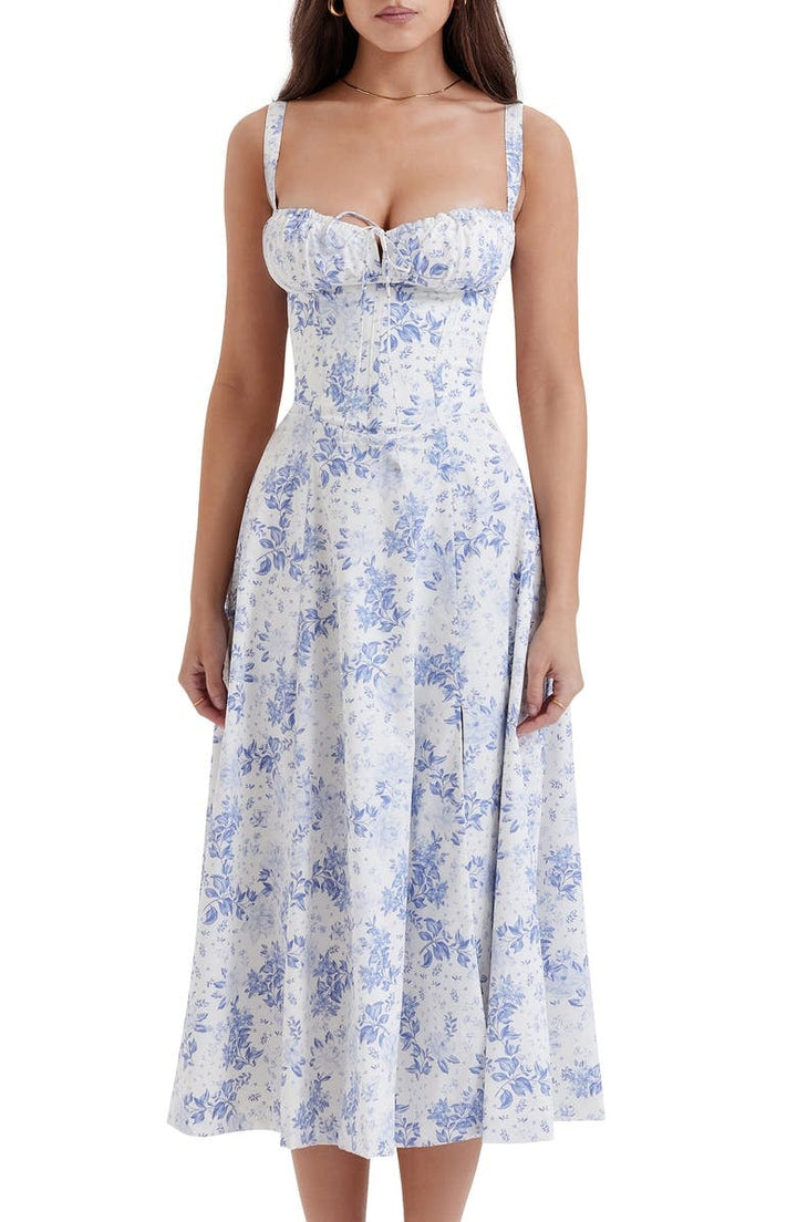 Martha – feminines Bustierkleid mit Blumendekor