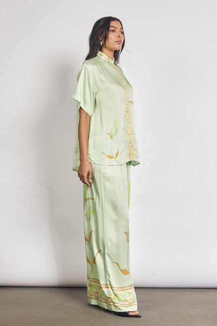 Niah – Zweiteiliges Blumen-Set mit Kurzarmhemd und weiten Hosen mit Taschen und Taillenkordel