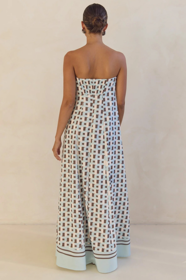 Arya Schulterfreies Maxikleid - Braunes Quadrat